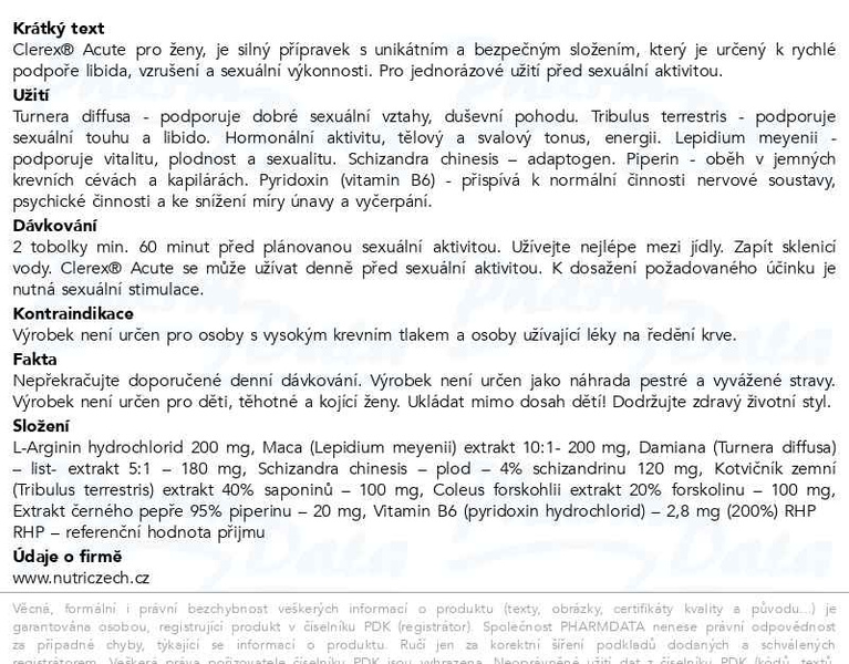 Příbalový leták - Clerex® Acute x 10 tobolek pro ženy