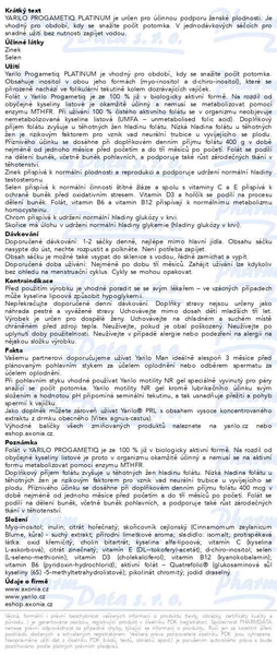 Příbalový leták - YARILO Progametiq PLATINUM 30x3.3g