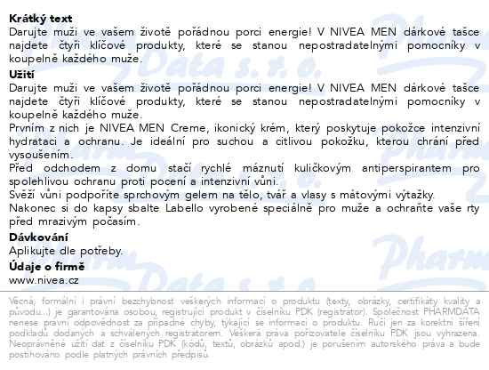 Příbalový leták - NIVEA M.BAG DEEP SPORT 24