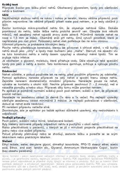 Příbalový leták - Excilor proti plísni nehtů 3.3ml