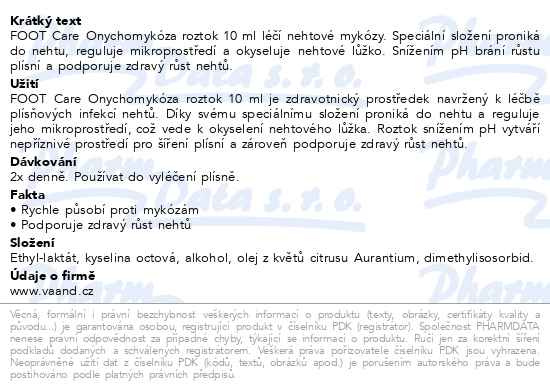 Příbalový leták - FOOT CARE Onychomykóza roztok 10ml