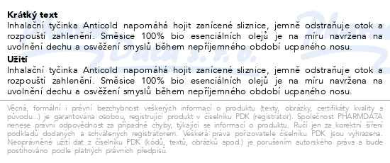 Příbalový leták - AOMU inhalační tyčinka pro úlevu od rýmy Anticold