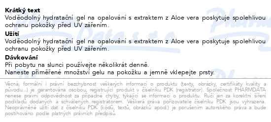 Příbalový leták - Holika Holika opalovací gel Aloe vera SPF50+ 100ml
