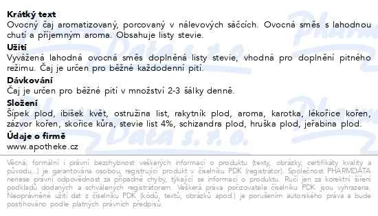 Příbalový leták - Apotheke Sladká hruška s jeřabinou n.s.20x2g