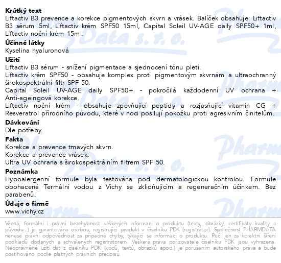 Příbalový leták - VICHY LIFTACTIV B3 dárková taštička