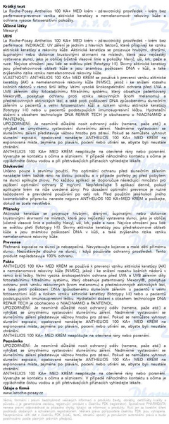 Příbalový leták - LA ROCHE-POSAY ANTHELIOS 100 KA+ MED krém 50ml