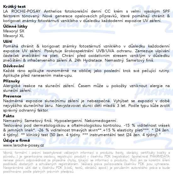 Příbalový leták - LA ROCHE-POSAY ANTHELIOS Age Correct tónovaný 50ml