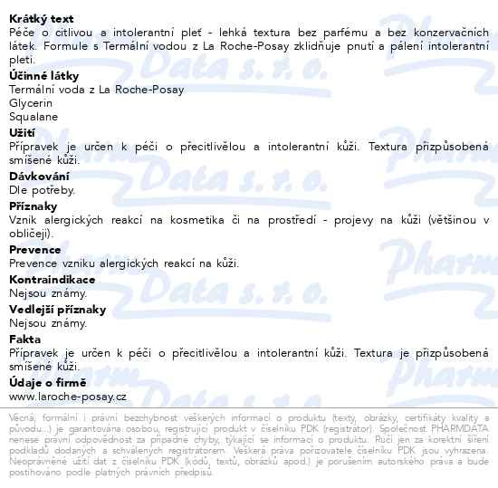 Příbalový leták - LA ROCHE-POSAY Toleriane Sensitive Prebiotický hydratační krém pro zmírnění citlivosti pleti 40 ml