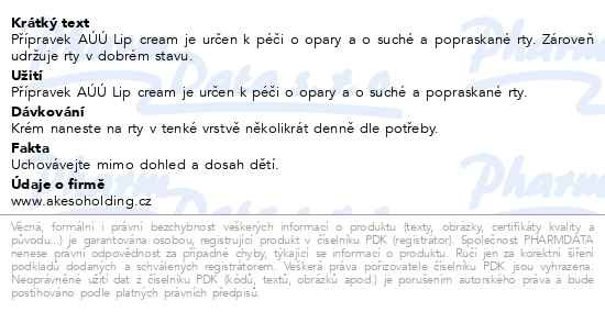 Příbalový leták - AÚÚ Lip cream 15ml