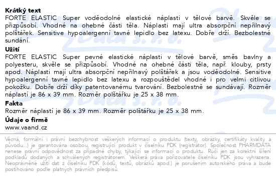 Příbalový leták - FORTE Elastic Super Náplasti elastické voděod.16ks