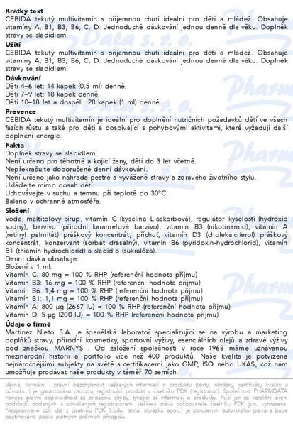 Příbalový leták - MARNYS Vitamin CEBIDA tekutý multivitamín 30ml