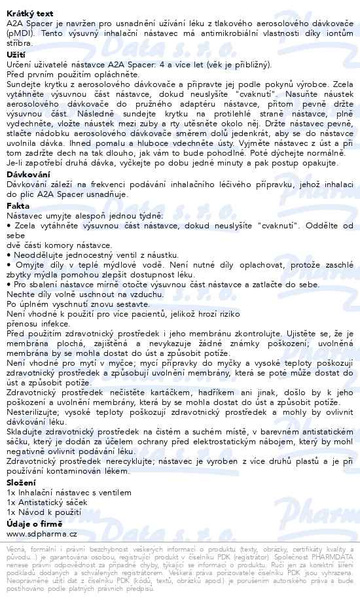 Příbalový leták - A2A Spacer inhalační nástavec s ventilem