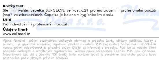 Příbalový leták - Čepelka skalp.SURGEON č.21 steril.1ks