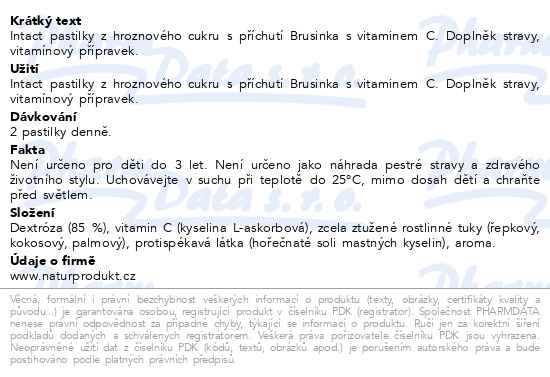 Příbalový leták - Intact hroznový cukt s vitaminem C, brusinka 16ks