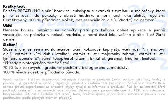 Příbalový leták - Petit Chéne Breathing BIO balzám 40ml