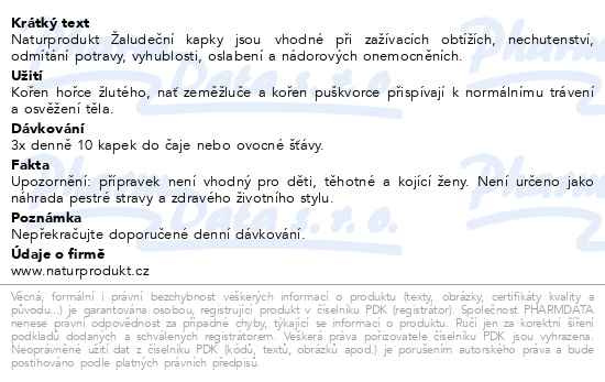 Příbalový leták - Naturprodukt Žaludeční kapky 50ml