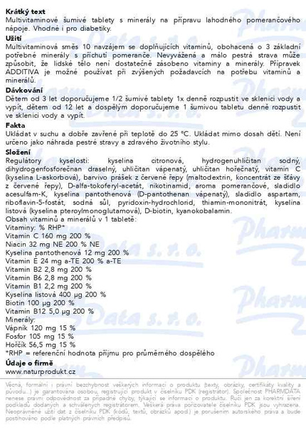 Příbalový leták - Additiva multivit.+mineral pomeranč šum.tbl.20
