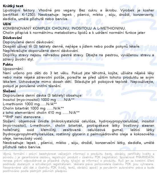 Příbalový leták - Solgar Lipotropic Factors tbl.50
