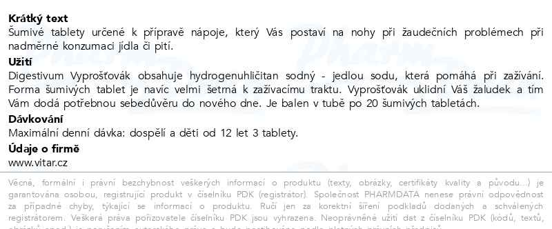 Příbalový leták - Vyprošťovák 20 šumivých tablet