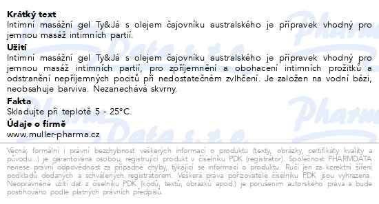 Příbalový leták - Intimní masážní gel Ty&Já s Tea Tree oilem, 100ml Dr.Müller
