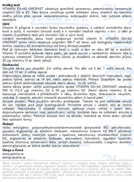 Příbalový leták - Vitamín D3+K2 OROFAST sublinguální sprej 30ml
