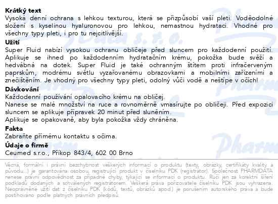 Příbalový leták - Babé Super Fluid SPF 50 50 ml
