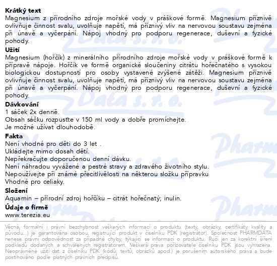 Příbalový leták - TEREZIA Magnesium rozpustný nápoj v prášku 30x6g
