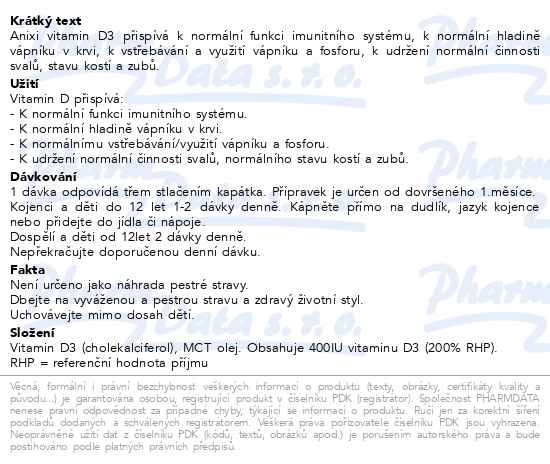 Příbalový leták - Anixi vitamin D3 kapky 25ml