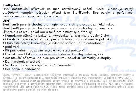 Příbalový leták - Sterillium pure dezinfekce rukou 100ml