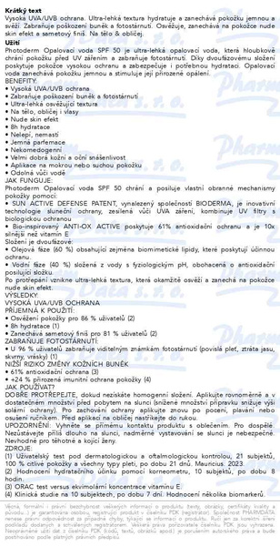 Příbalový leták - BIODERMA Photoderm opalovací voda SPF50 200ml