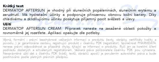 Příbalový leták - DERMATOP aftersun cream 100ml