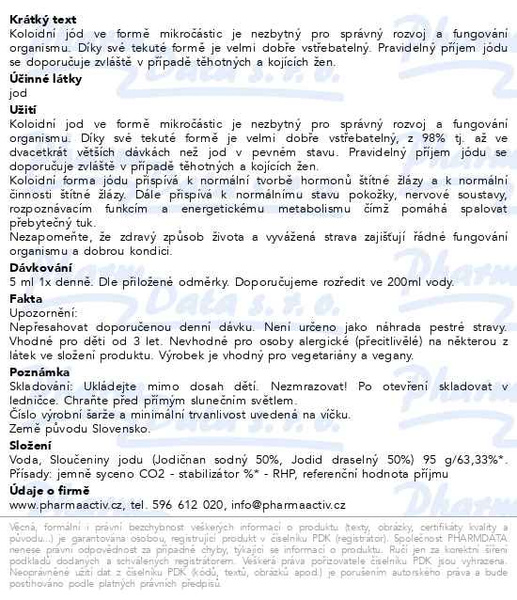 Příbalový leták - Koloidní jod 300ml