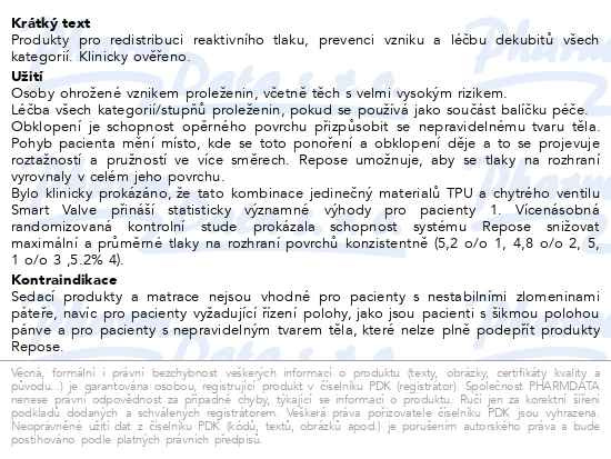 Příbalový leták - Repose Antidekubitní chránič nohou a paty