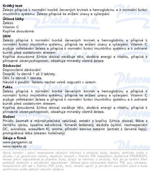 Příbalový leták - Železo 100% + vitamin C + kopřiva tbl.90