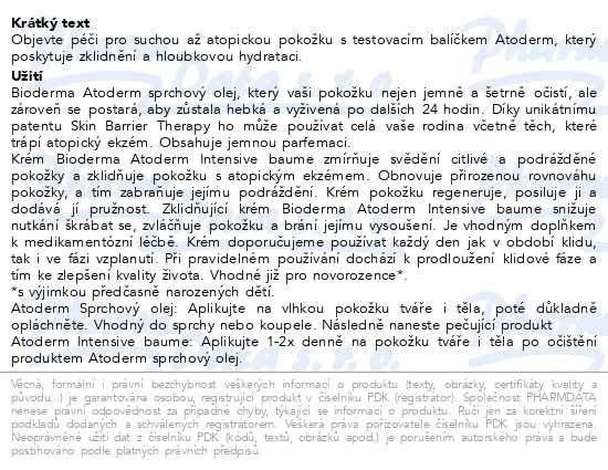 Příbalový leták - BIODERMA Atoderm testovací balíček