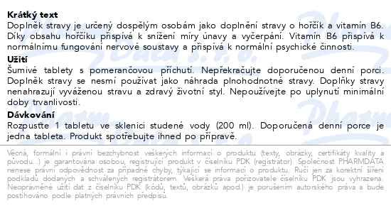 Příbalový leták - Biotter Hořčík s vit.B6 pomeranč 20ks šum.tbl.