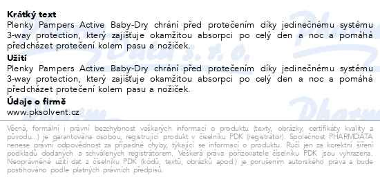 Příbalový leták - Pampers Active Baby vel. 6 Extra Large (128 ks)