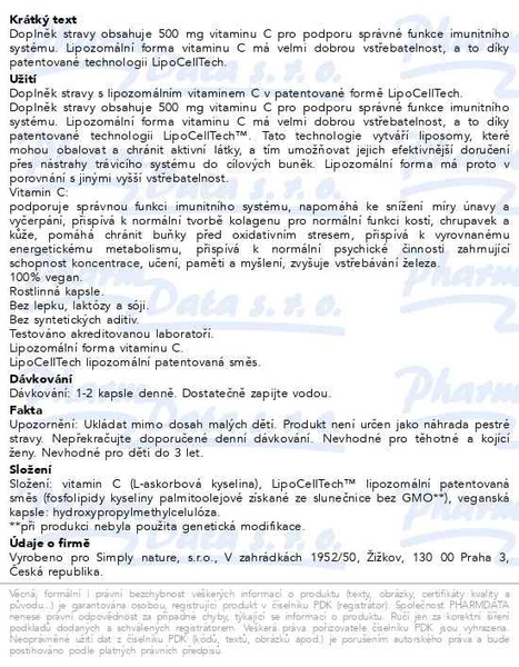Příbalový leták - Beggs Liposomal Vitamin C Premium cps.30