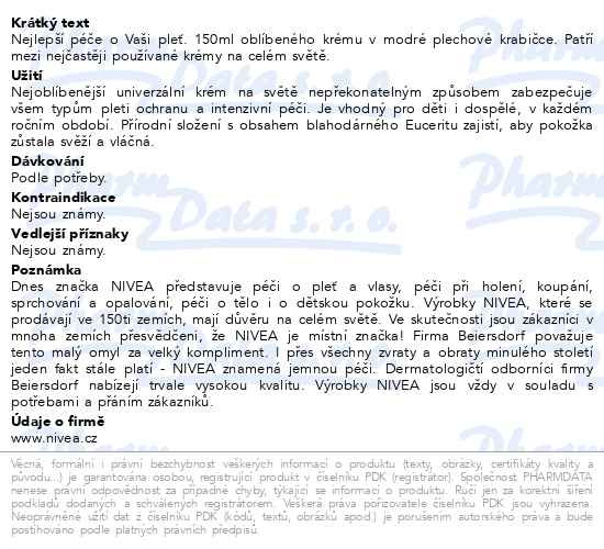 Příbalový leták - NIVEA Creme 150ml