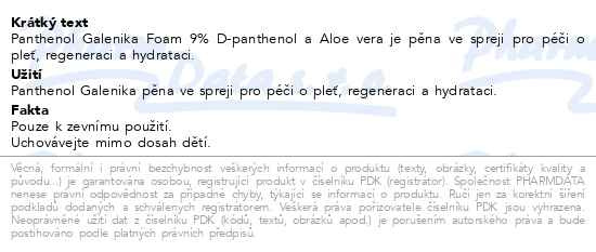 Příbalový leták - Panthenol Galenika 9% D-panthenol+Aloe Foam 150ml