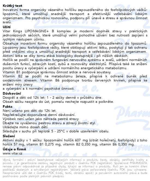 Příbalový leták - Vitar LIPOMAGNE+B komplex 20x2g