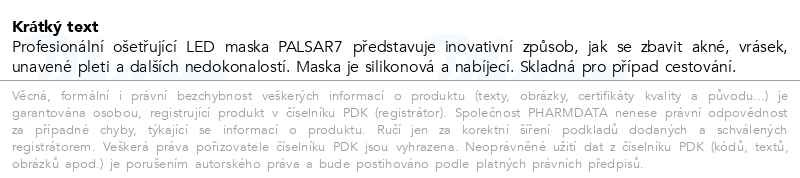 Příbalový leták - PALSAR7 Nabíjecí silikonová ošetřující LED maska na obličej (černá)