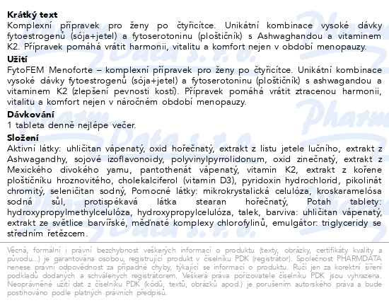 Příbalový leták - FytoFEM MENOFORTE tbl.90