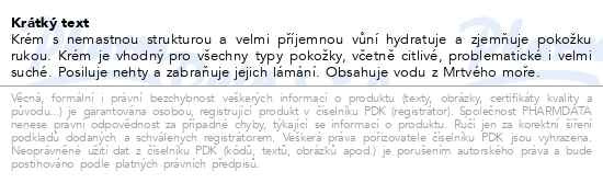 Příbalový leták - KESEM Krém na ruce z Mrtvého moře 100 ml