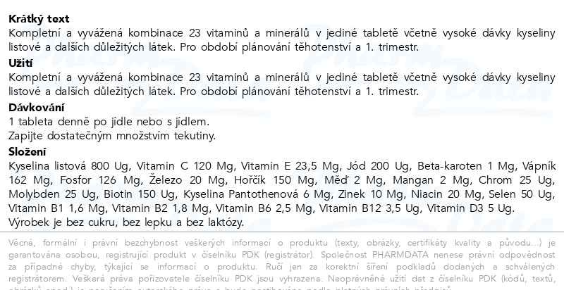 Příbalový leták - GS Mamavit 1 Plánování a 1.trimestr 90 tablet