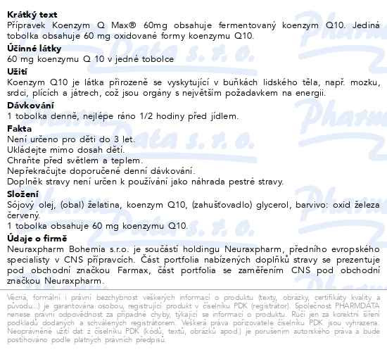 Příbalový leták - Koenzym Q Max 60mg 60 tobolek