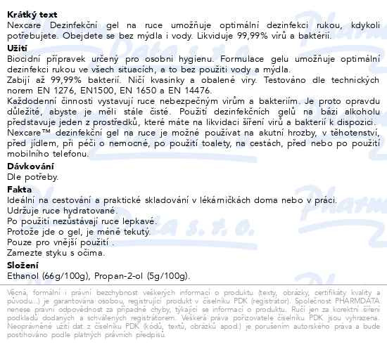 Příbalový leták - 3M Nexcare Desinfekční gel na ruce 75ml