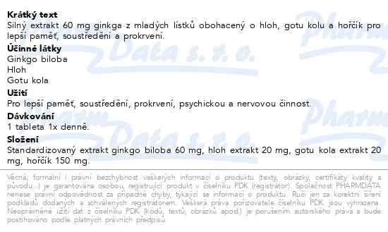 Příbalový leták - GS Ginkgo 60 mg s hořčíkem, 90 tablet