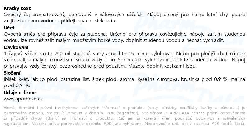 Příbalový leták - Apotheke Premier COOLtea brusinka čaj 20x2g