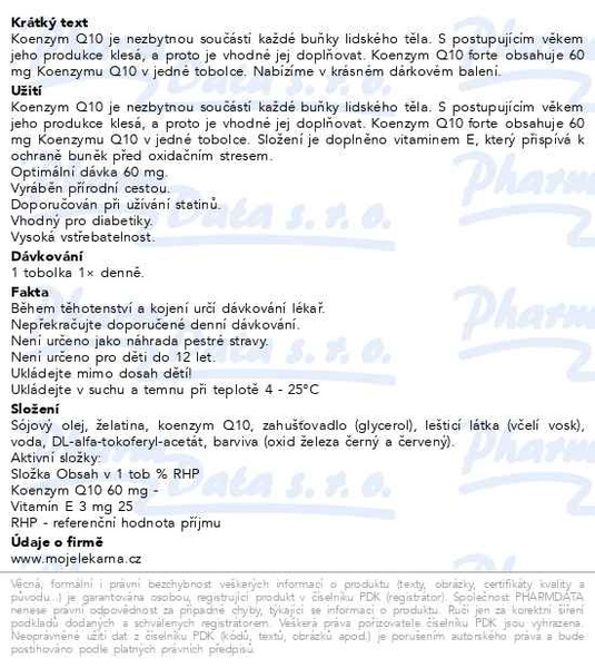 Příbalový leták - Vánoční balení ML Koenzym Q10 forte 60mg tob 60+15